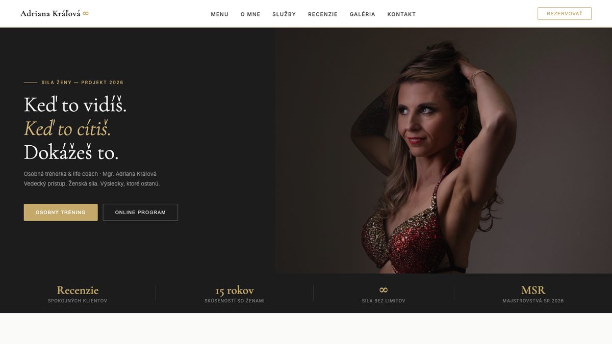 Web Adriana Kráľová, osobná trénerka a life coach